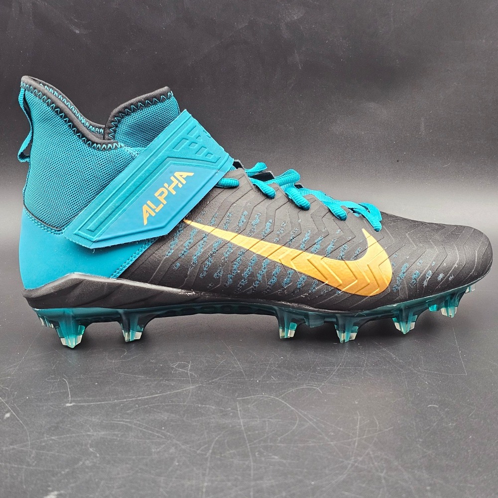 Nike Alpha Menace pro 2 mid Football Cleats Mens 12 Black Teal Gold BV3945-403